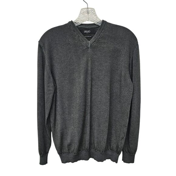 Mens Grey Merino Wool V Neck Sweater Business Casual Size M/L Read Description - Picture 1 of 10